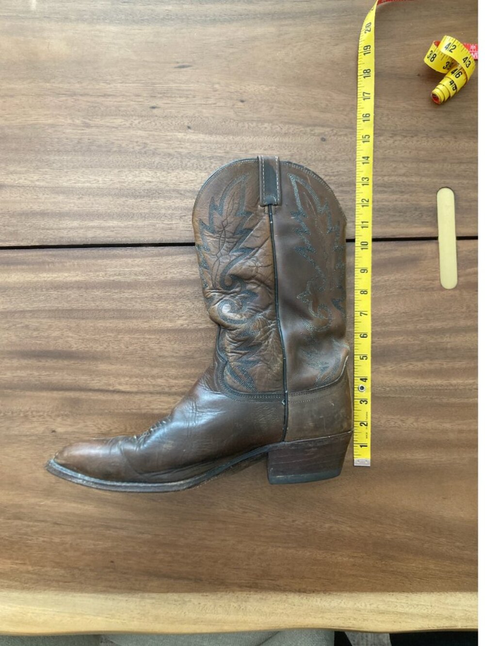 Dan Post Boots / Vintage Antique Tan Napa / Size 12R - Picture 15 of 16
